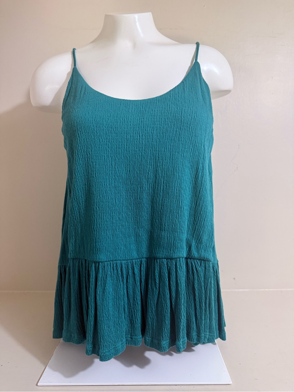 Lush Teal Ruffle-Hem Spaghetti-Strap Camisole